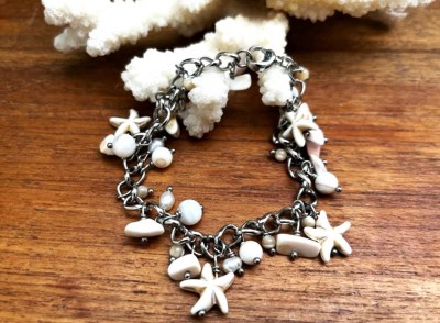 Etoile de mer et matières de la mer bracelet pu